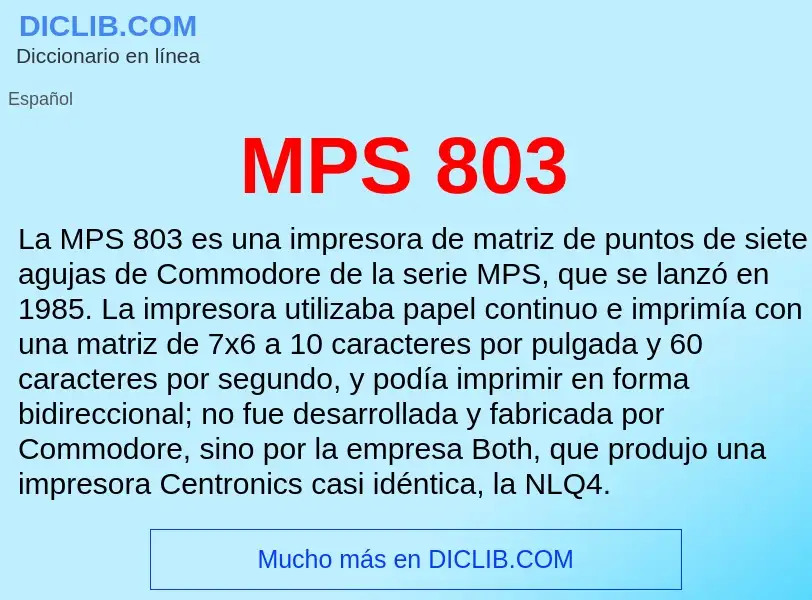 What is MPS 803 - meaning and definition