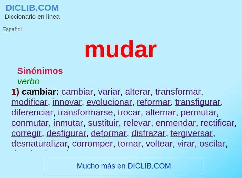 What is mudar - meaning and definition