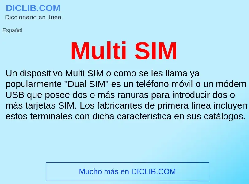 What is Multi SIM - meaning and definition