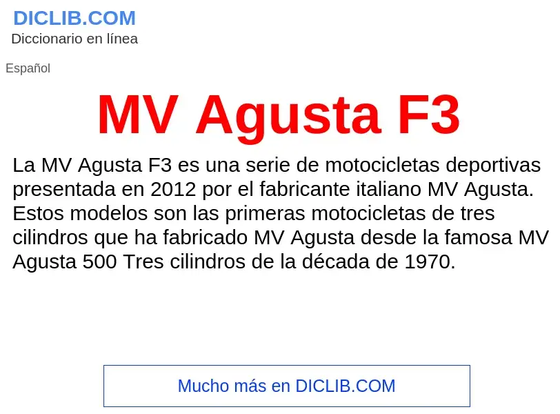 Wat is MV Agusta F3 - definition