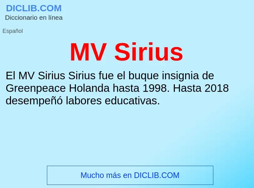 Wat is MV Sirius - definition