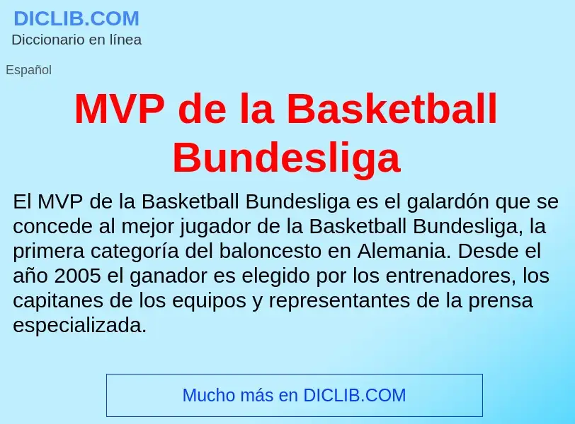 Wat is MVP de la Basketball Bundesliga - definition