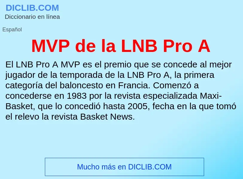 Wat is MVP de la LNB Pro A - definition