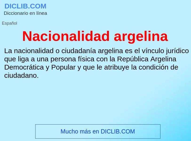 ¿Qué es Nacionalidad argelina? - significado y definición