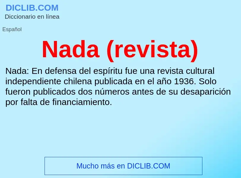 ¿Qué es Nada (revista)? - significado y definición