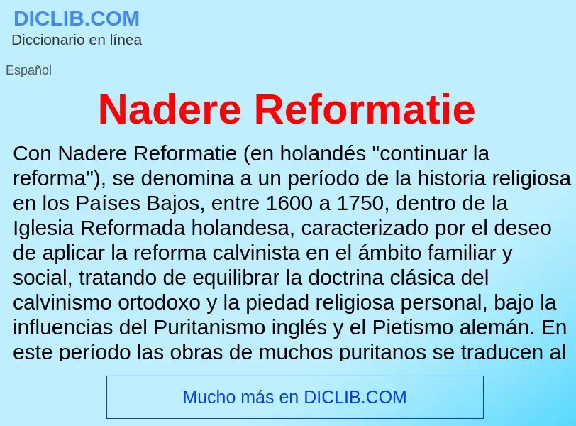 ¿Qué es Nadere Reformatie? - significado y definición