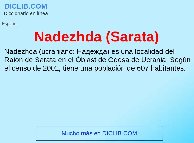 ¿Qué es Nadezhda (Sarata)? - significado y definición