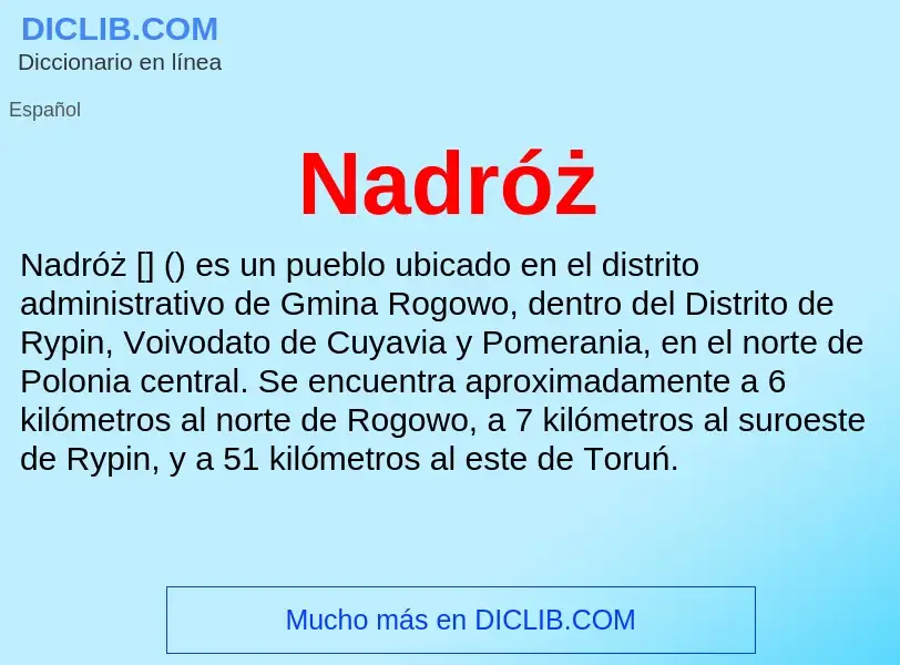 ¿Qué es Nadróż? - significado y definición