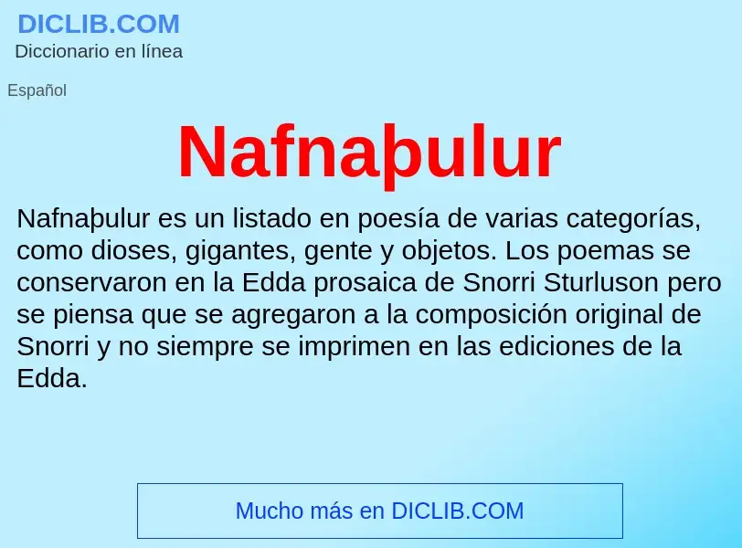 ¿Qué es Nafnaþulur? - significado y definición