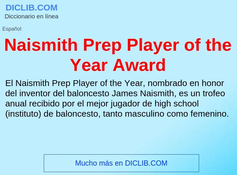 What is Naismith Prep Player of the Year Award - meaning and definition