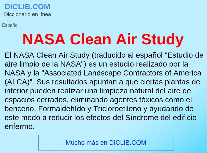 Qu'est-ce que NASA Clean Air Study - définition