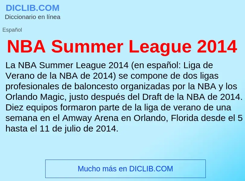 ¿Qué es NBA Summer League 2014? - significado y definición