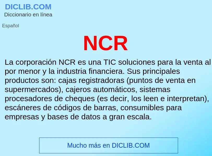 What is NCR - meaning and definition