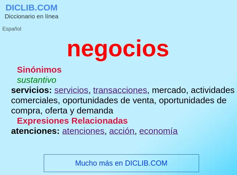 What is negocios - meaning and definition