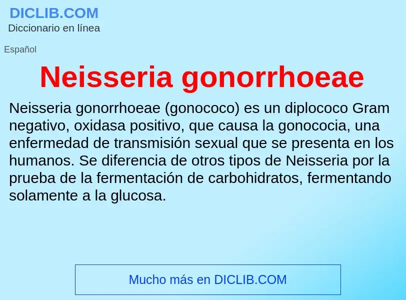 ¿Qué es Neisseria gonorrhoeae? - significado y definición