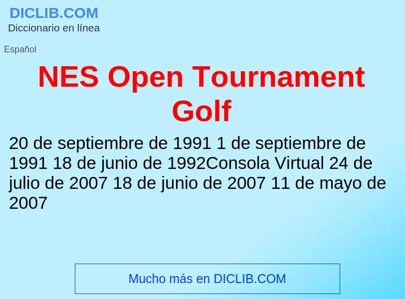 Wat is NES Open Tournament Golf - definition