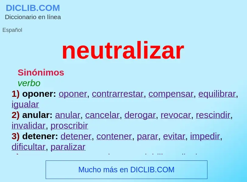 What is neutralizar - meaning and definition