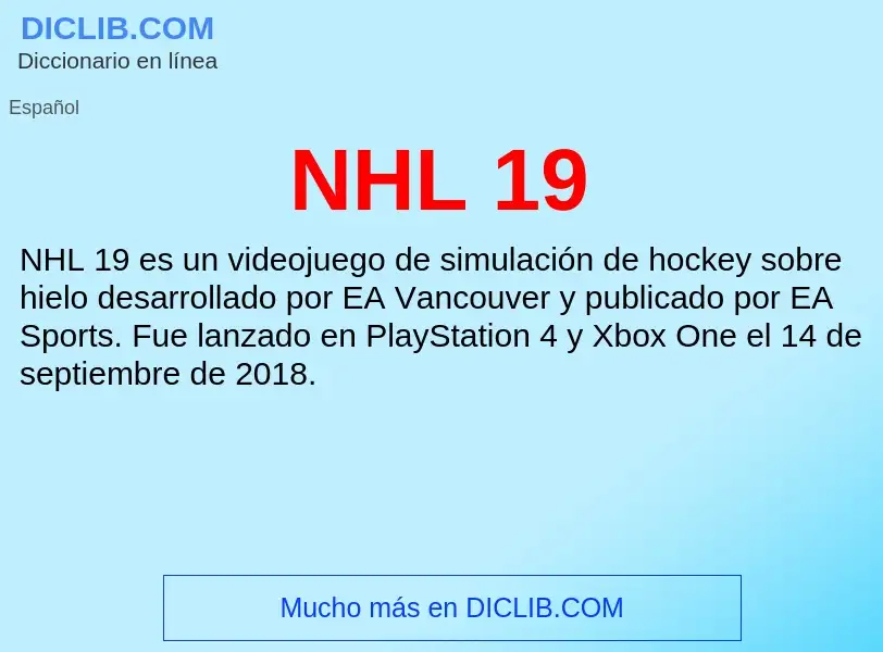 Что такое NHL 19 - определение