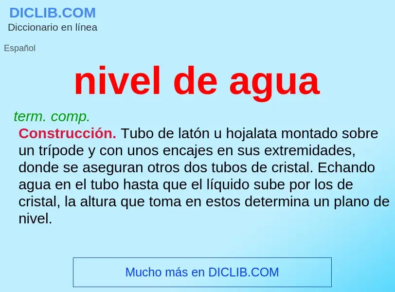 ¿Qué es nivel de agua? - significado y definición