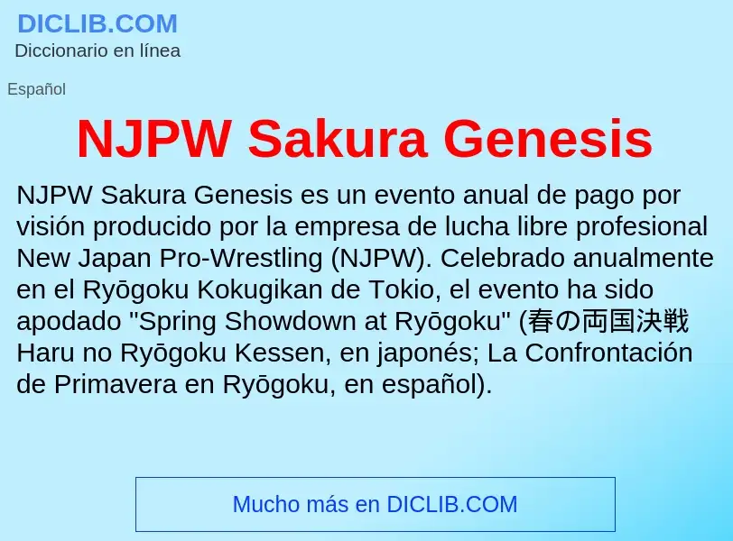 Τι είναι NJPW Sakura Genesis - ορισμός