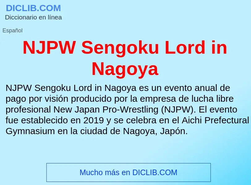 O que é NJPW Sengoku Lord in Nagoya - definição, significado, conceito