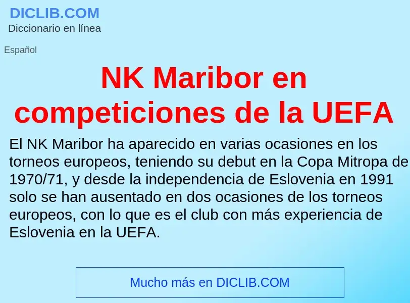 Τι είναι NK Maribor en competiciones de la UEFA - ορισμός