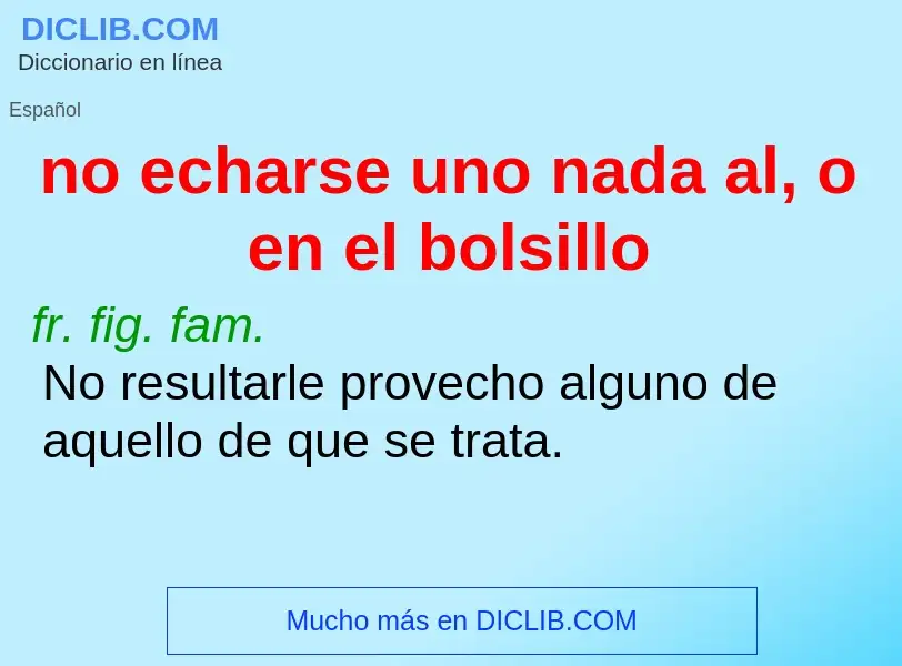 Wat is no echarse uno nada al, o en el bolsillo - definition