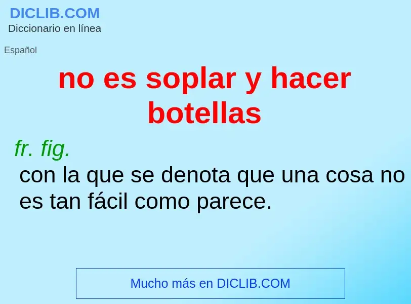 Was ist no es soplar y hacer botellas - Definition