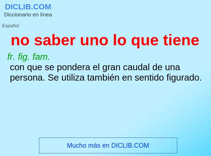 Wat is no saber uno lo que tiene - definition