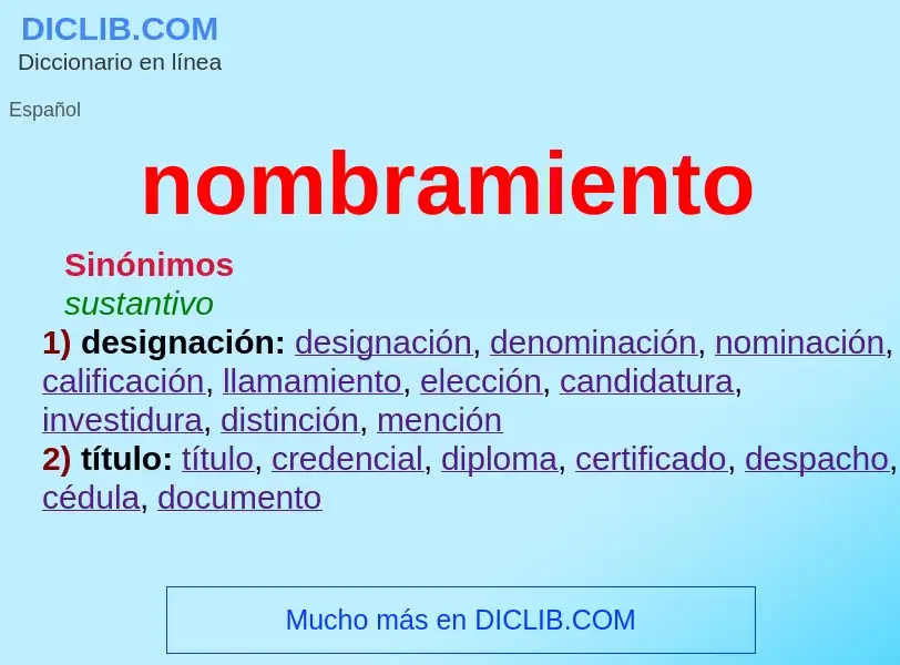 What is nombramiento - meaning and definition