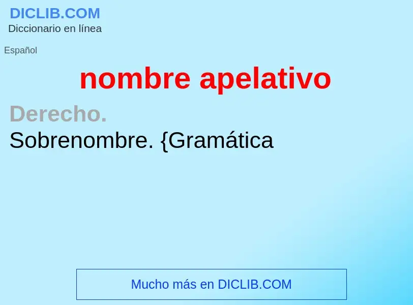 What is nombre apelativo - definition