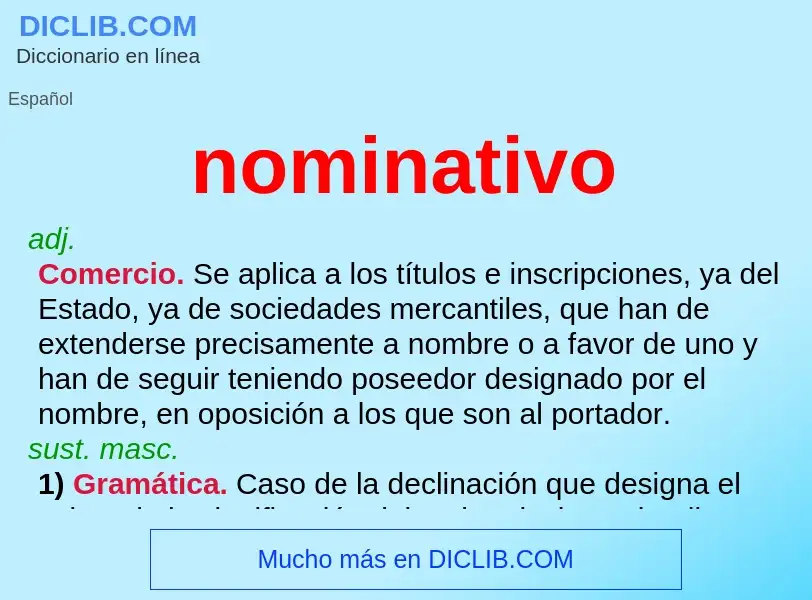 ¿Qué es nominativo? - significado y definición