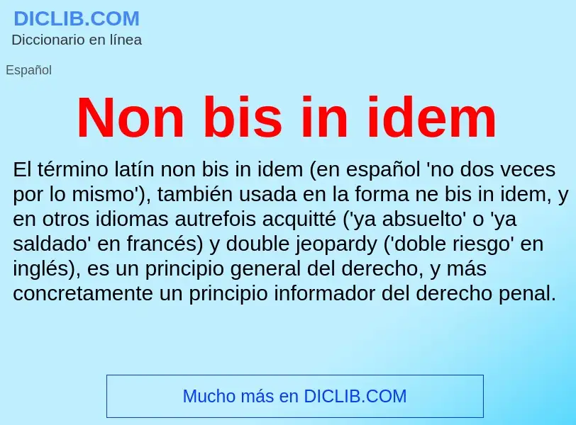 What is Non bis in idem - meaning and definition