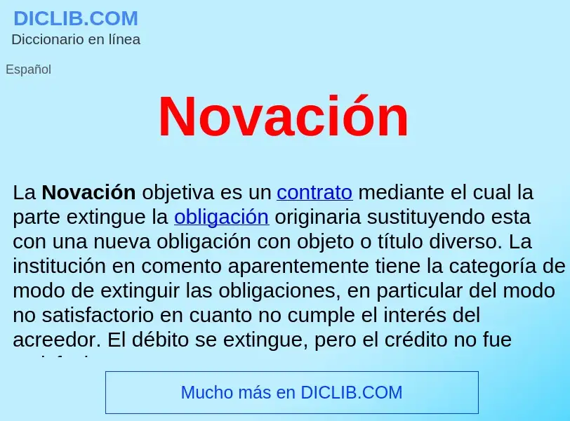 ¿Qué es Novación ? - significado y definición