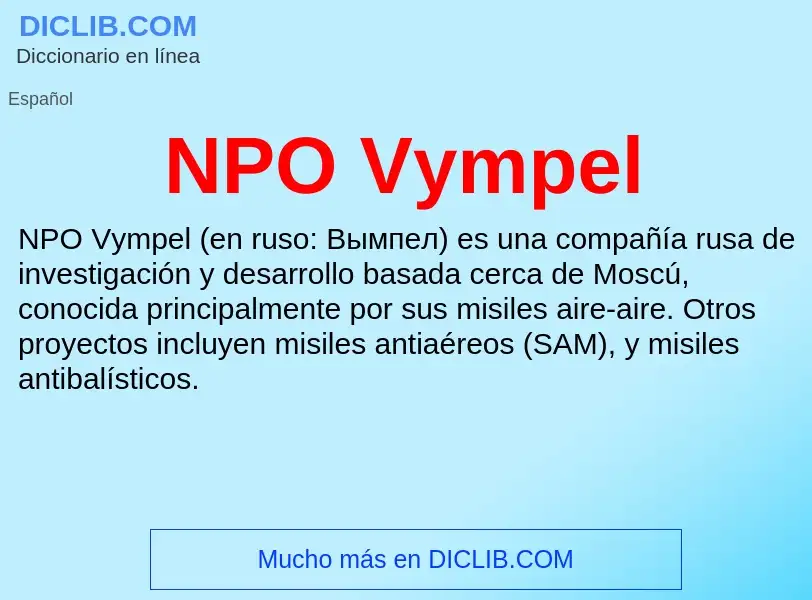 O que é NPO Vympel - definição, significado, conceito