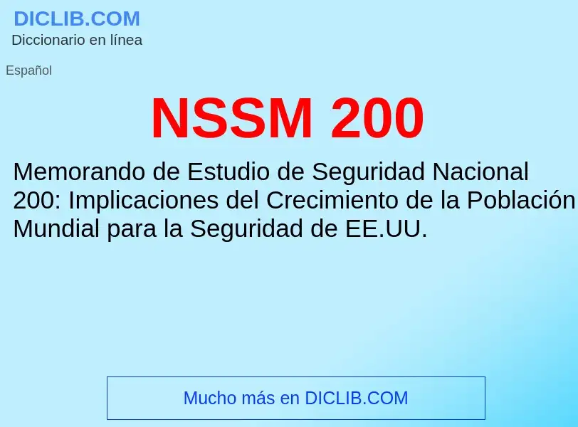 O que é NSSM 200 - definição, significado, conceito