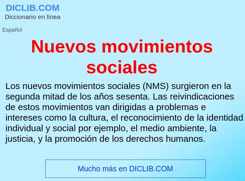 ¿Qué es Nuevos movimientos sociales? - significado y definición