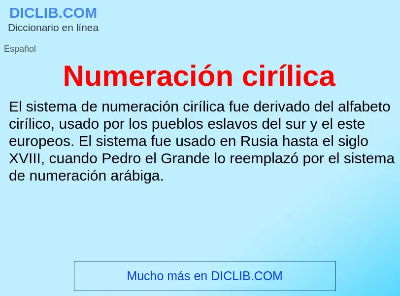 Wat is Numeración cirílica - definition