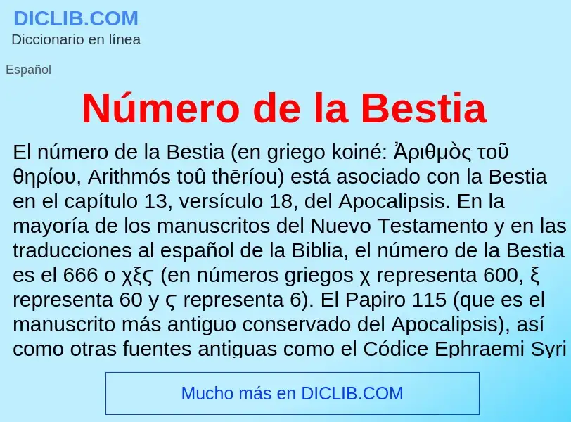 ¿Qué es Número de la Bestia? - significado y definición