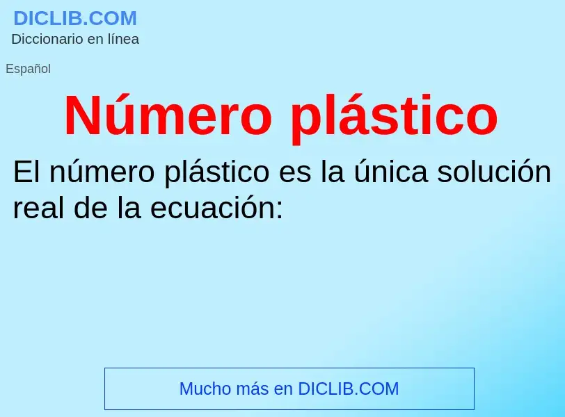 ¿Qué es Número plástico? - significado y definición