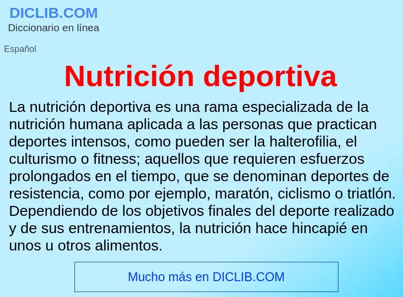 ¿Qué es Nutrición deportiva? - significado y definición