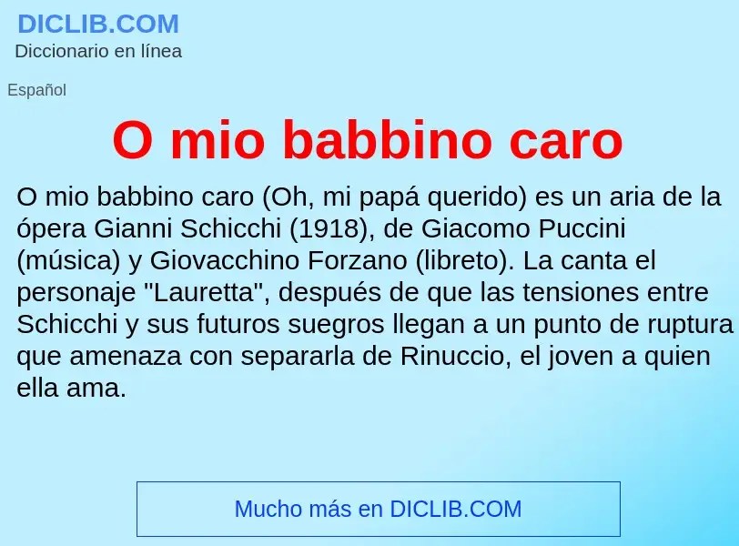 Che cos'è O mio babbino caro - definizione