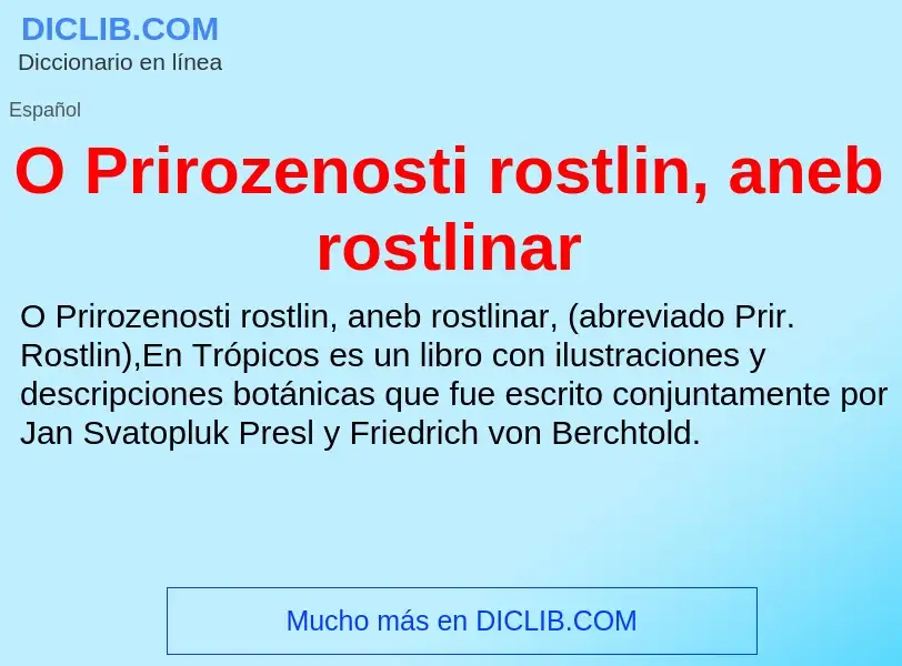 Τι είναι O Prirozenosti rostlin, aneb rostlinar - ορισμός