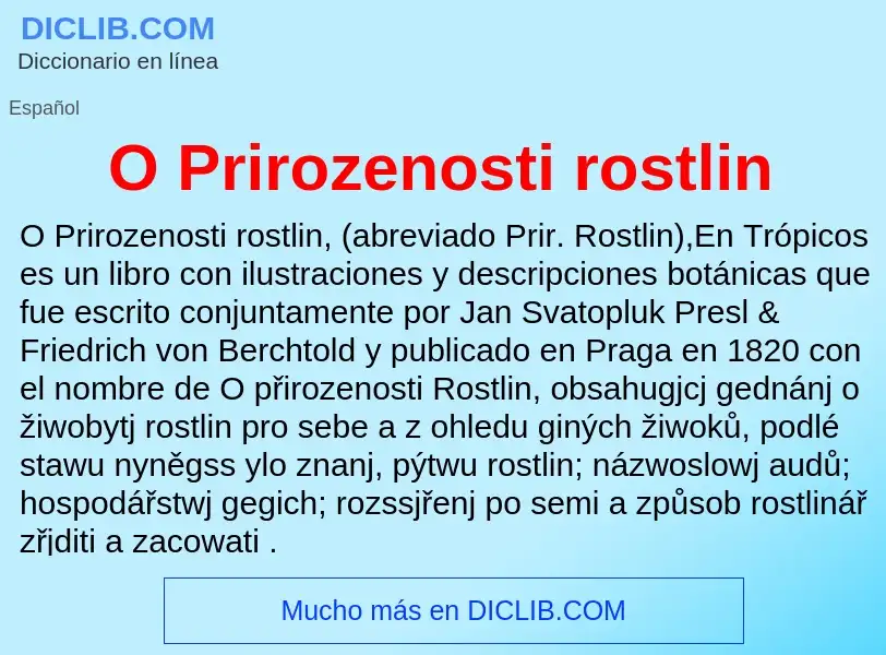 Was ist O Prirozenosti rostlin - Definition