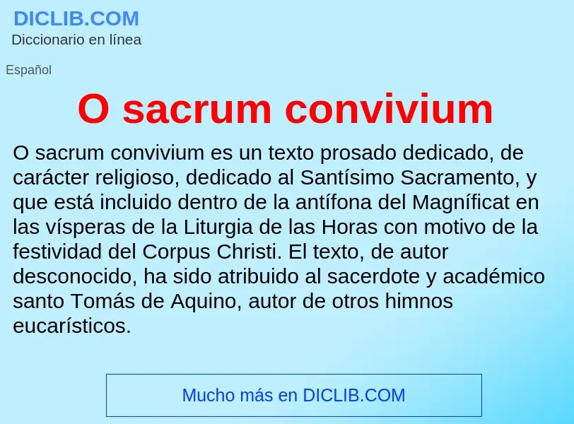 What is O sacrum convivium - definition