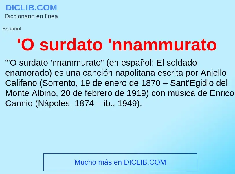 What is 'O surdato 'nnammurato - meaning and definition