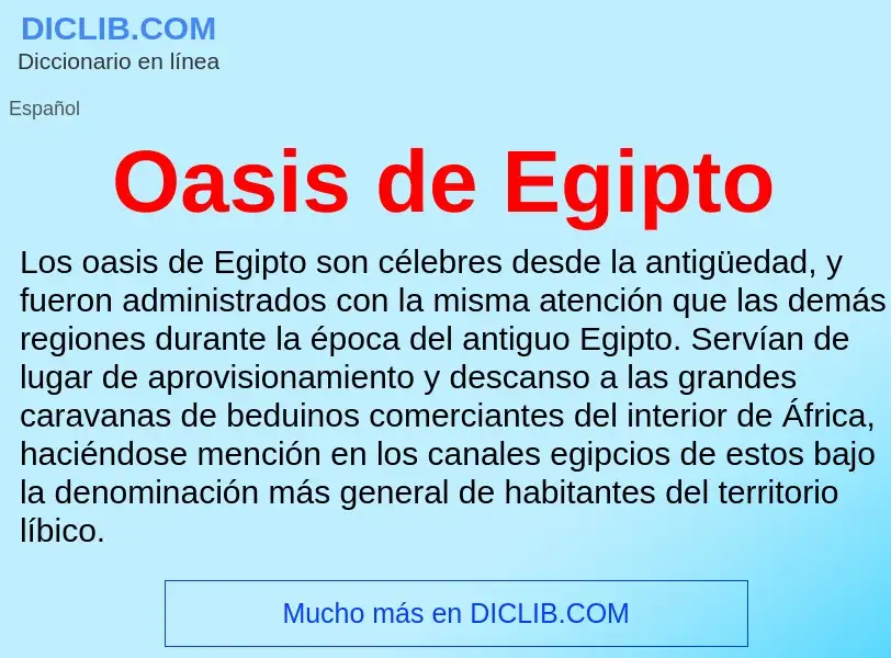 ¿Qué es Oasis de Egipto? - significado y definición