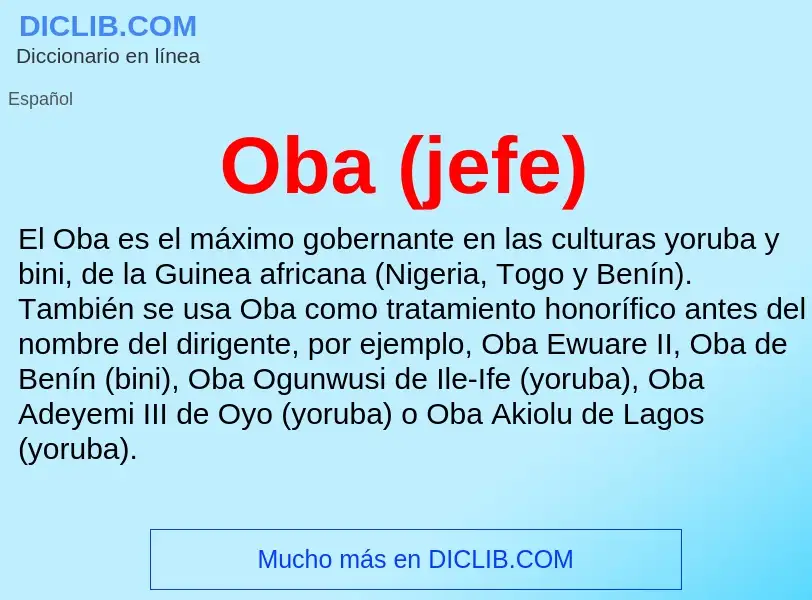 Wat is Oba (jefe) - definition