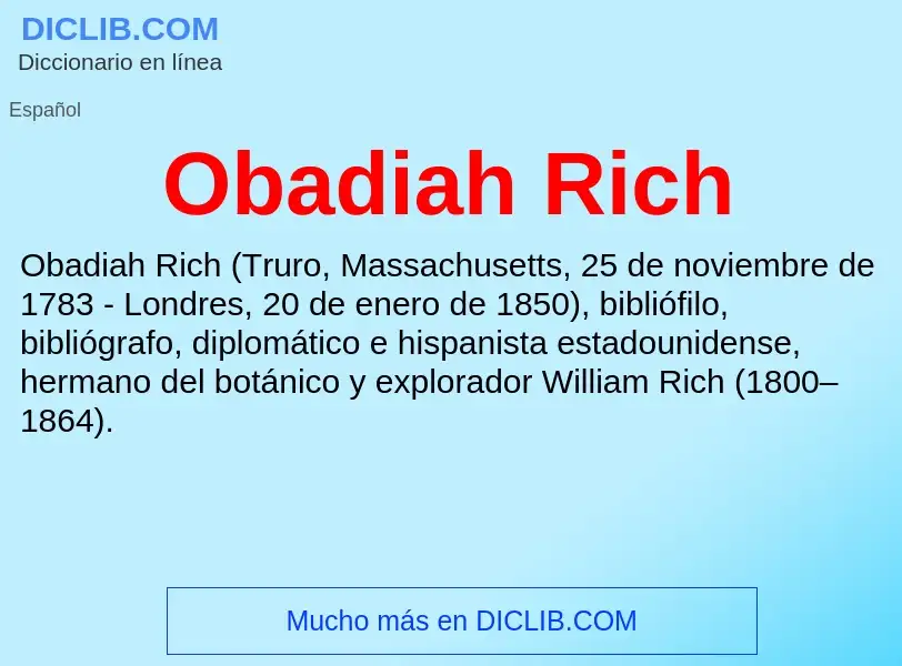 ¿Qué es Obadiah Rich? - significado y definición