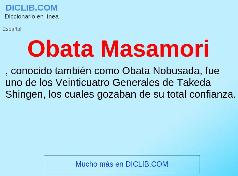 ¿Qué es Obata Masamori? - significado y definición